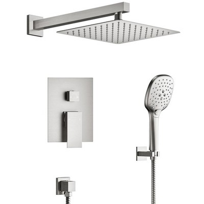 YAWWALK 10" Shower Head with 3-Spray Patterns Handheld in  Brushed Nickel (Valve Included)