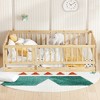 Ridstar 77 in. W Children's Wooden Full-Size Floor-Standing Bed Frame with Slats, Rails & Door for Girls & Boy-Oak - 4 of 4