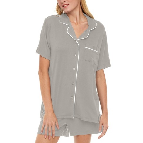 Adr Classic Knit Pajamas Set With Pockets, Short Sleeves