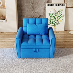 PAGED 38.2"Foldable Large Sofa Bed,Modern Velvet Single Couch with Adjustable Backrest,3 Positions and Pillows,Sofa for Living Room - 1 of 4