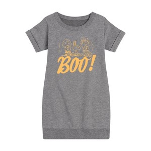 - Peanuts - Boo Graphic Short Sleeve Fleece Dress - 1 of 4