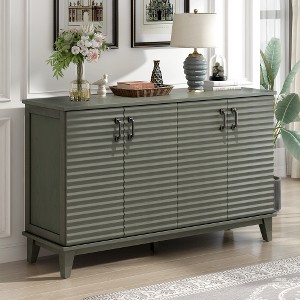 XIYUYEU Sideboard Cabinet with 4 Door Large Storage Buffet with Adjustable Shelves and Metal Handles - 1 of 4