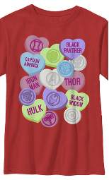 Boy's Marvel Valentine's Day Candy Heart Heroes T-Shirt