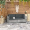 vidaXL Elegant 2-Piece Patio Sofa Set - Poly Rattan Gray Furniture - Includes Cushions and Pillows - Ideal for Garden, Poolside and Courtyard - 2 of 4