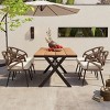5-Piece Patio Dining Set, PE Rattan Woven Backrest Chairs with Plastic Wood Top Table, Chair with Iron Frame and Foam Cushions–Cuddlewood - 2 of 4