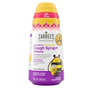 Zarbee's Kid's Cough + Immune Daytime for Age 2-6 with Honey, Vitamin D & Zinc - Mix Berry - 4 fl oz - 1 of 4