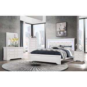 Vynxaria Crocodile Metallic White Nightstand ¨C Contemporary Elegance with Crystal Accents - 1 of 4