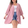 Agnes Orinda Women's Plus Size Open Front 3/4 Sleeve Swiss Dots Lightweight Flowy Casual Cardigan - 2 of 4