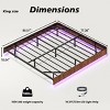 Floating Platform Bed Frame with LED Lights, Wave Wood Texture Bed with Sturdy Metal Slats, No Box Spring Needed-3irtyhousy - 4 of 4