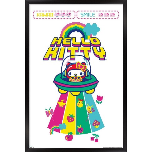 Trends International Hello Kitty - Kawaii Alien Framed Wall Poster Prints  Black Framed Version 22.375 x 34