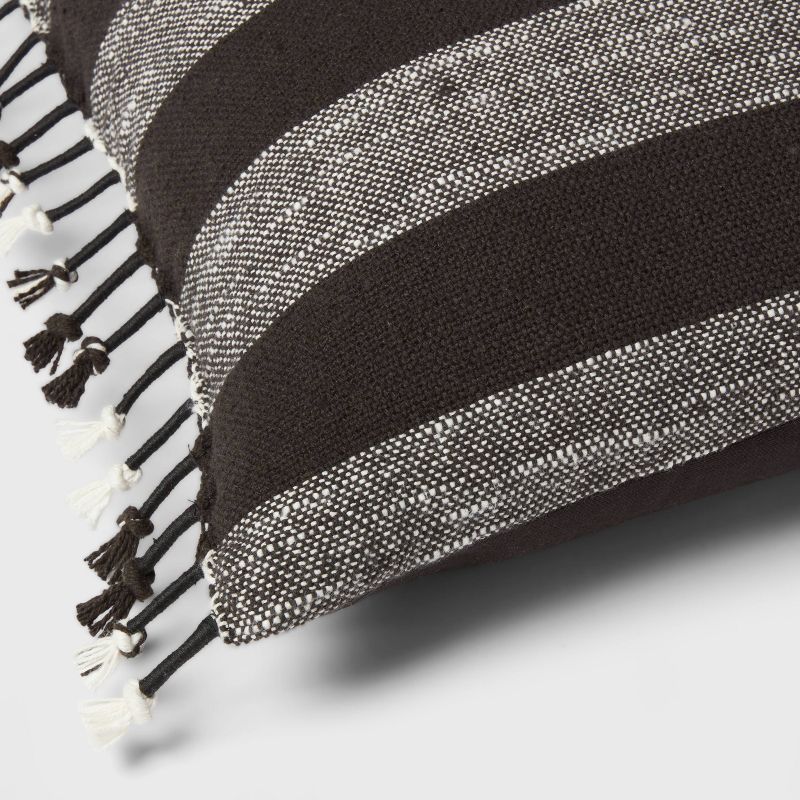 Square Modern Woven Stripe Decorative Throw Pillow Black - Threshold&#8482;, 5 of 6