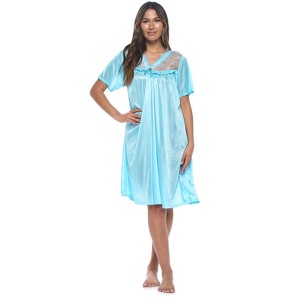 Casual Nights Women's Fancy Lace Neckline Silky Tricot Nightgown - 1 of 4