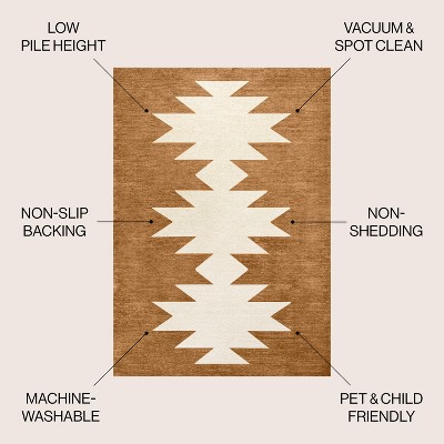 Chayton Terracotta and Cream Geometric Washable Area Rug 8' x 10'