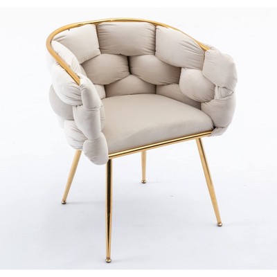 Velvet Accent Chair with Gold Legs Leisure Velvet Single Sofa Chair