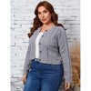 Women's Plus Size Cable Knit Cardigan Button Front Crew Neck Cropped Casual Sweater - 3 of 4