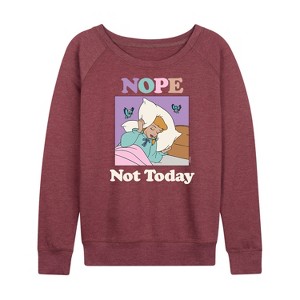 Women's - Disney Princess - Aurora Sleeping Beauty Nope Not Today Lightweight French Terry Wide Neck Long Sleeve Shirt - 1 of 4