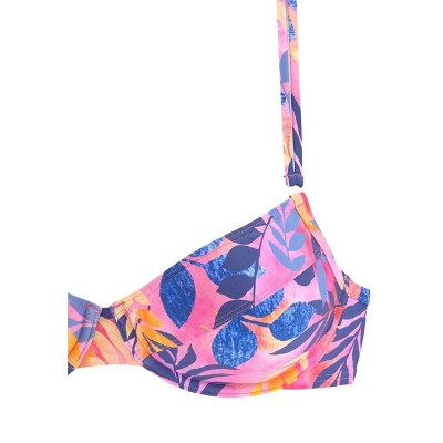 Women's Tropical Print Underwire Bikini Swimsuit Top - LASCANA - Pink-Printed Floral 34C