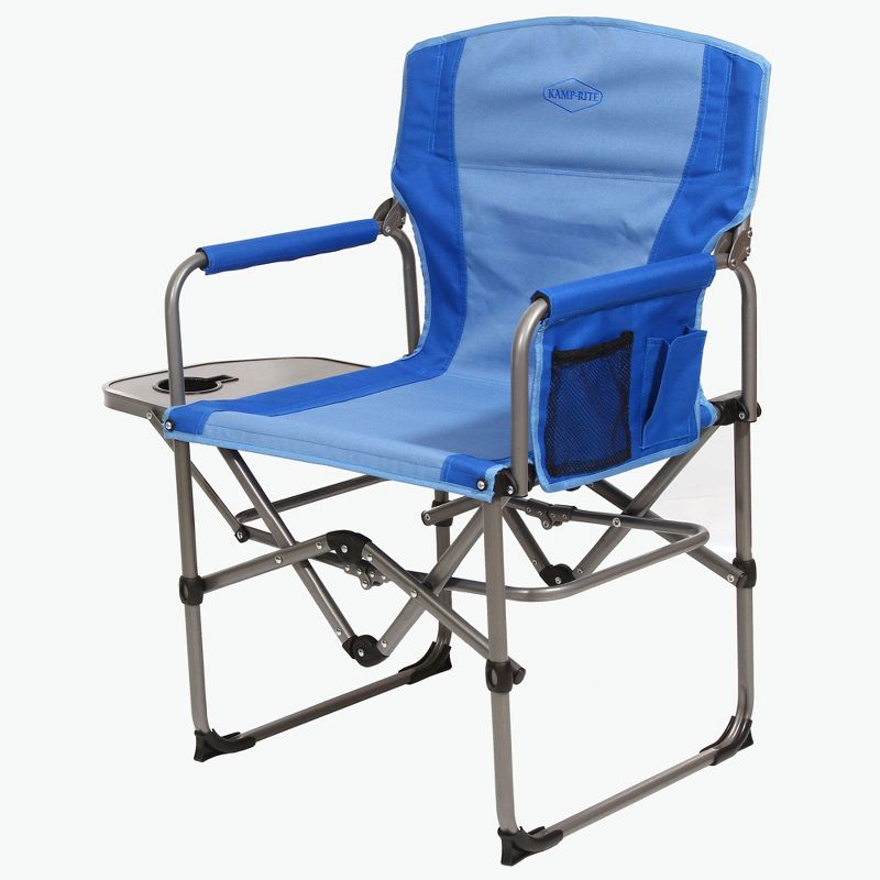 Kamp-Rite KAMPCC406 Compact Director's Chair Outdoor Furniture Camping Folding Sports Chair with Side Table and Cup Holder, Blue (2 pack), 3 of 7