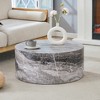 Sevobal Coffee Tables Gray Marble Textured Cylinder with Stone Finish Large Size for Living Room, Gray, 27.5"*27.5"*12" - 4 of 4