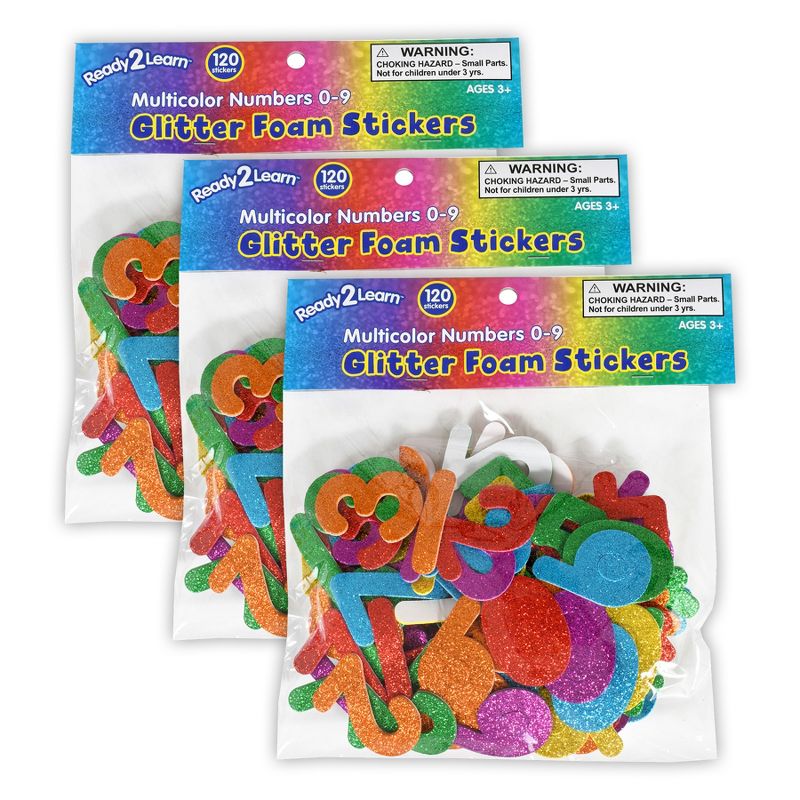 READY 2 LEARN™ Glitter Foam Stickers - Numbers - Multicolor - 120 Per Pack - 3 Packs, 1 of 5