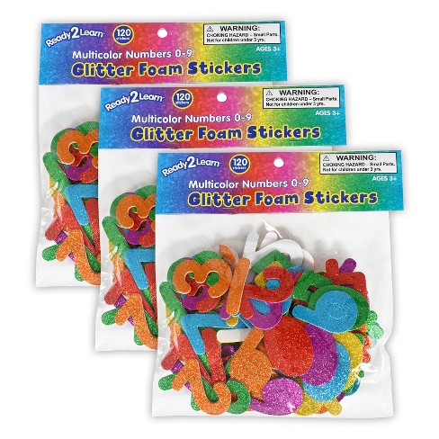 READY 2 LEARN™ Glitter Foam Stickers - Numbers - Multicolor - 120 Per Pack  - 3 Packs