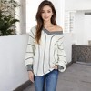 Anna-Kaci Women's Waffle Knit Striped Sweater with Off-Shoulder Detail - 3 of 4