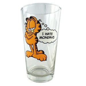 Garfield Cat I Hate Mondays 16oz Pint Drinking Glass Tumbler Clear - 1 of 4