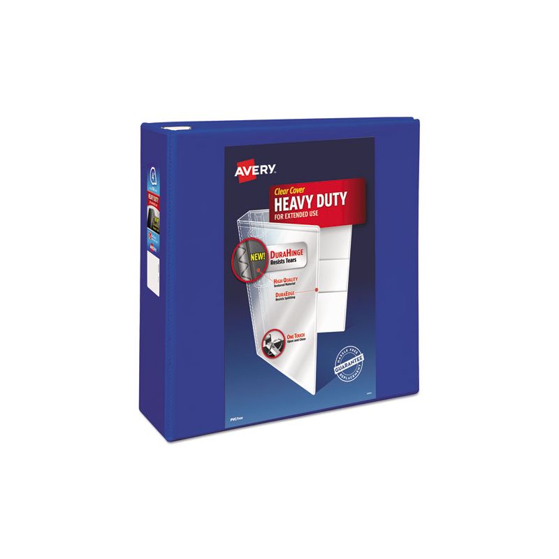Avery Heavy-Duty View Binder with DuraHinge and Locking One Touch EZD Rings, 3 Rings, 4" Capacity, 11 x 8.5, Pacific Blue, 1 of 8