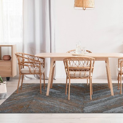 Gray and Bronze Chevron 5' x 7' Synthetic Area Rug