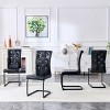TopComfy Accent Chairs Set Of 2 Retro Alligator Skin Upholstered Dining Chairs Faux Leather Design For Dining Room, Black, 16.4"*22.4"*39.6" - 2 of 4