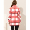 Allegra K Women's Notched Lapel Double Breasted Winter Plaids Overcoat - 4 of 4