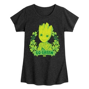 Girls' - Marvel - Groot Go Green St. Patricks Day Fitted Short Sleeve Graphic T-Shirt - 1 of 4