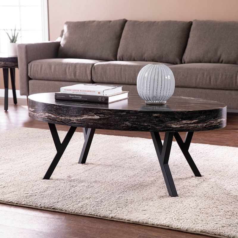 Masnan Faux Marble Cocktail Table Black - Aiden Lane, 6 of 10