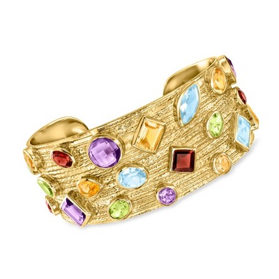 Ross-Simons 22.10 ct. t.w. Multi-Gemstone Cuff Bracelet in 18kt Gold Over Sterling