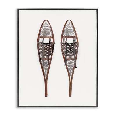 Stupell Industries Minimal Winter Snow Shoes Black Framed Giclee Art