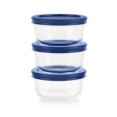 Pyrex 6pc 1 Cup Round Glass Food Storage Value Pack - Navy