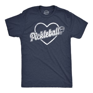 Mens Pickleball Heart T Shirt Funny Awesome Pickle Ball Lovers Tee For Guys - Crazy Dog Men's T Shirt - 1 of 4