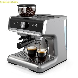 20 Bar Espresso Machine W/Built-In Grinder, Semi-Auto Coffee Maker W/Milk Frother Wand, 95oz Water Tank & PID Temperature Control for Cappuccino - 1 of 4