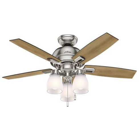 44 Donegan Three Light Brushed Nickel Ceiling Fan With Light