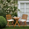 Tangkula 3 PCS Patio Bistro Set Acacia Wood Folding Set w/ Round Coffee Table & Padded Cushion Outdoor Chair and Table Set for Balcony Garden Beige - 2 of 4