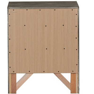 Gray Wood Veneer 3-Drawer Nightstand