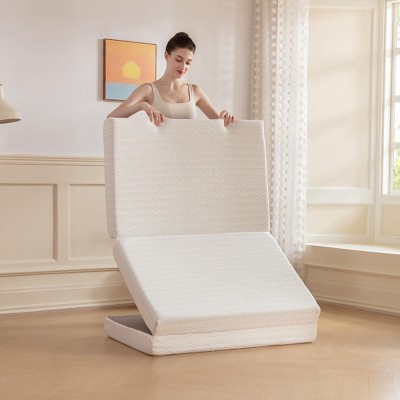 BAGOKIE Folding Mattress, 4 inch Queen Tri-fold Memory Foam Mattress, Foldable Mattress and Washable Cover 80"×60"