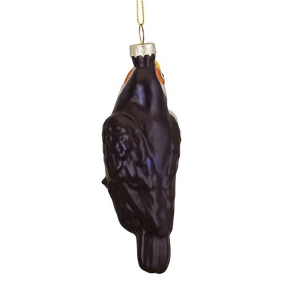 4.75" Black and Gold Glass Toucan Bird Ornament