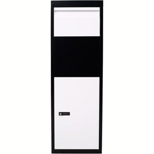 Modern Package Delivery Box Weatherproof Larger Capacity Lockable Design Floor- Standing Mailbox for Outside Home Business Black and White Color - 1 of 4