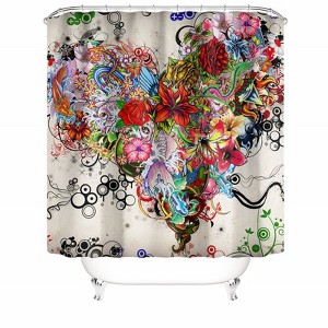 Colorful Flower Heart Shape Shower Curtains for Bathroom Waterproof Fabric Bath Curtain Durable Soft Stylish Bathroom Decor 72x72 Inch - 1 of 1