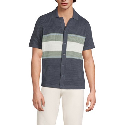 Lands' End Men's Short Sleeve Camp Collar Sweater Polo