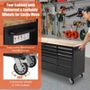Rolling Tool Chest with 15 Drawers - Heavy-Duty Steel & Rubber Wood Workbench on Wheels, Garage Workbench with Key Locking System, Black - 2 of 4