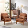 EROMMY Mid Century Solid Wood Accent Chair Upholstered Armchair With Lumbar Support Pillow - 3 of 4