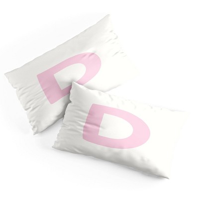 Deny Designs King April Lane Art Block Pink Monogram D Microfiber Printed Pillow Sham