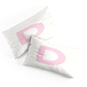 Deny Designs King April Lane Art Block Pink Monogram D Microfiber Printed Pillow Sham - 1 of 3